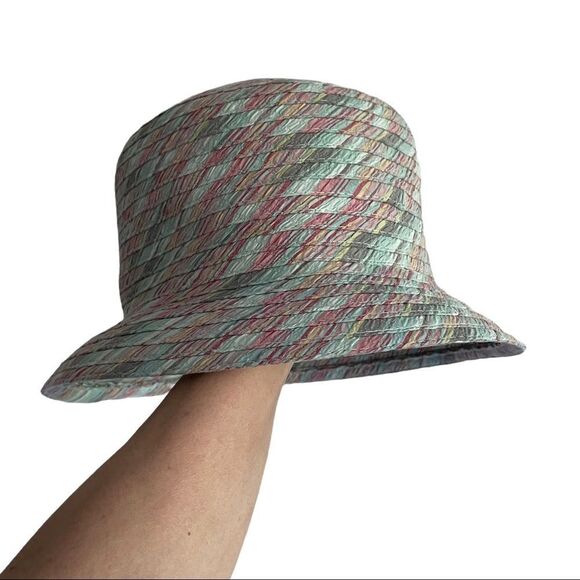 WOOLRICH Multicolor Cotton Bucket Hat Sun Hat Mint Green Pink One Size - Picture 9 of 11